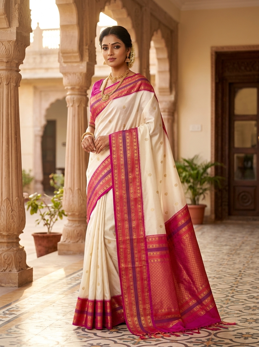 Traditional Zari Border Kanchipuram Silk Saree